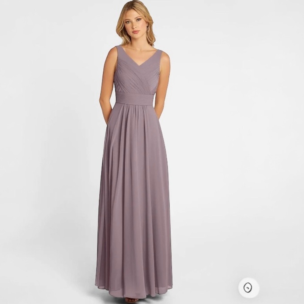 Azazie Pierrette mauve pleated maxi chiffon dress